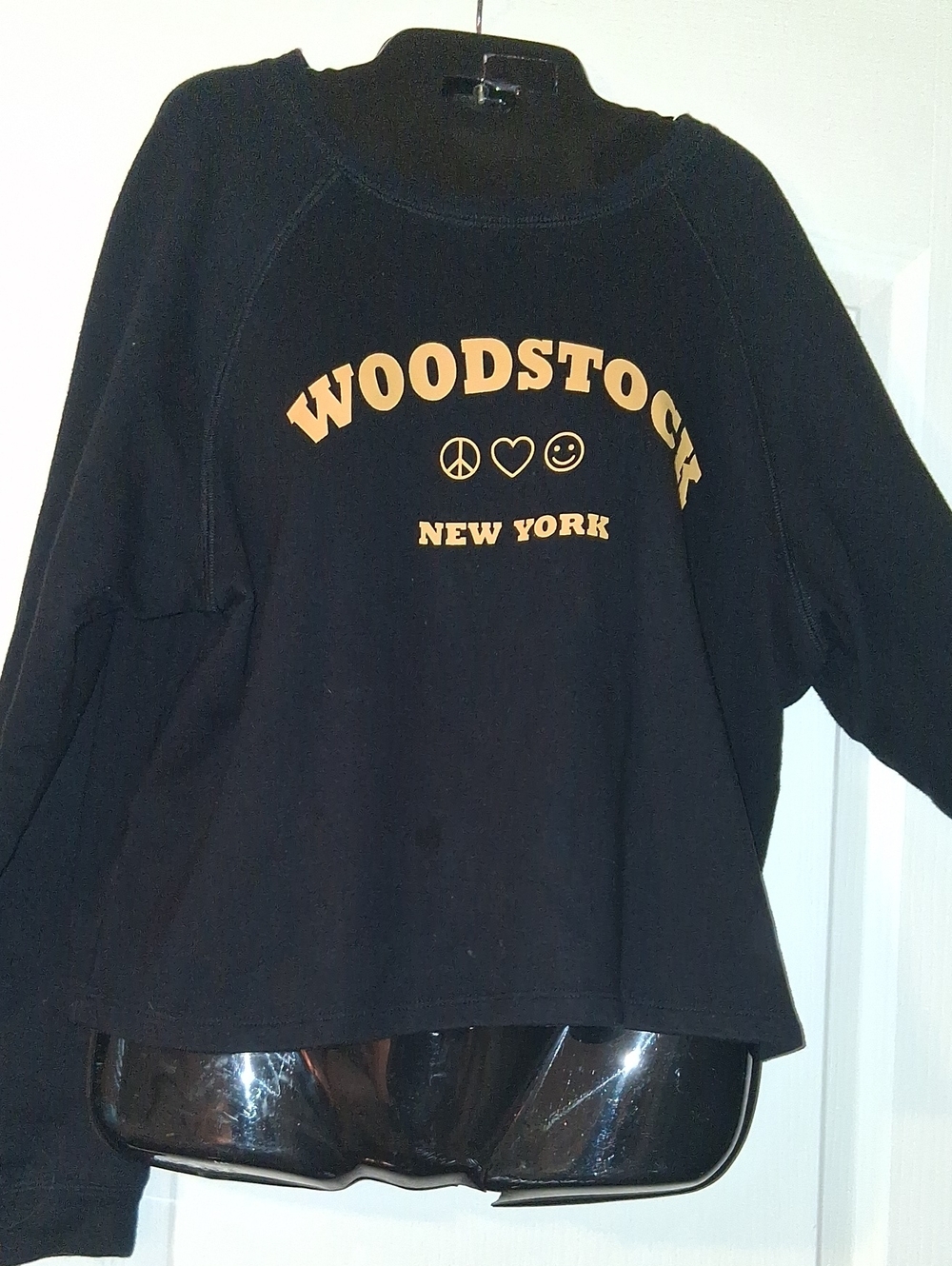 one clothing Black Crewneck Top with Navy Label
